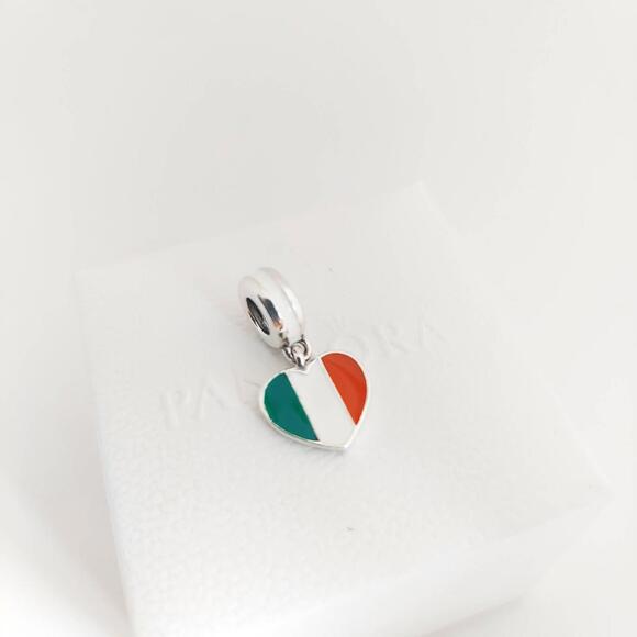 Pandora Italy Flag Love Travel Silver Charm Dangle Authentic with Gift Box #136 - Picture 2 of 6